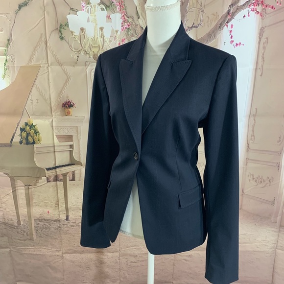 Elie Tahari Jackets & Blazers - Elie Tahari | Plus Plaid Navy One Button